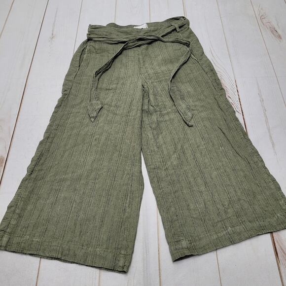 Anthropologie high rise wide leg crop pants linen petite - Picture 1 of 9
